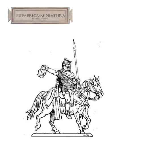 Römischer Kavallerist, aufgesessen, mit Trophäe